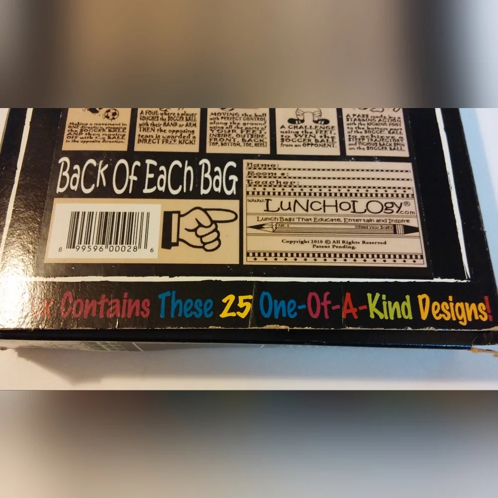 Lunchology Soccer Trivia Paper Lunch Bags Interesting Graphics Collectible